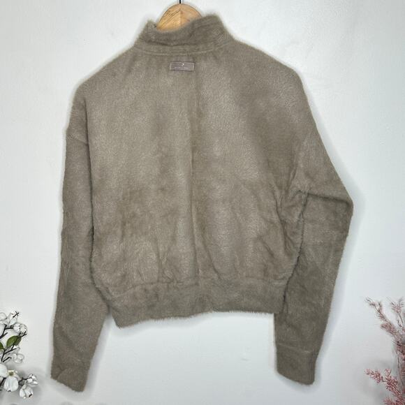 GYMSHARK x WHITNEY SIMMONS Eyelash Knit Jacket Cement Brown Tan Sz M {3W37} - Picture 4 of 7